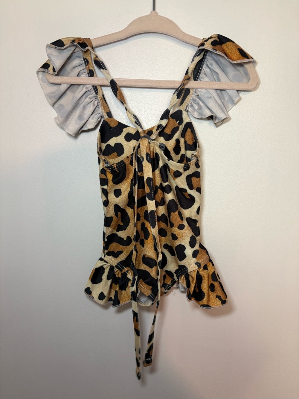 Leopard Print Ruffle One-Piece Swimsuit - Picture 2 of 4